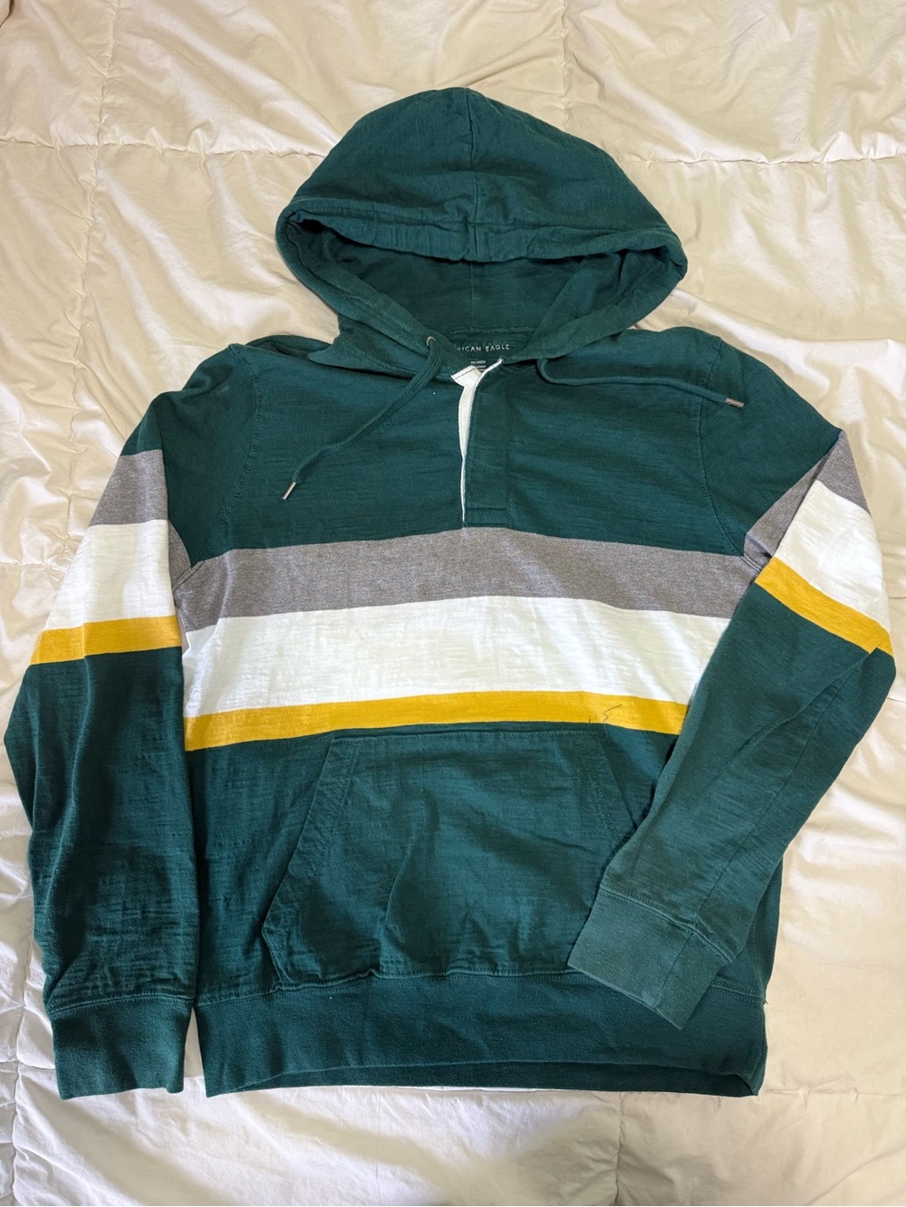 Men's Hooded Stripe Pullover Sweater - Deep Teal